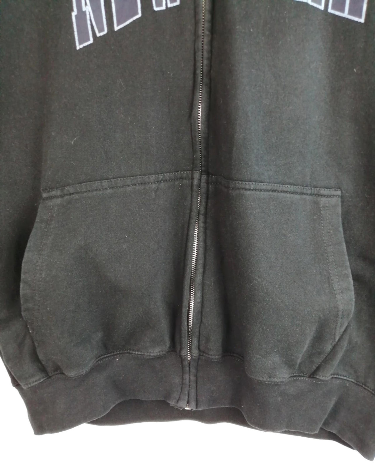 SAAD Collection Black New York Hoodie Men's Size XL Black Jersey Hooded Pockets Zip Front