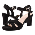 Dream Pairs Shoes Black Suede Open Toe Block Heel Women's UK Size 6 EU 39