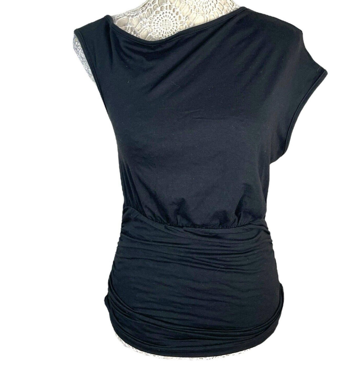 Pretty Little Thing Black Asymmetric Strap T-shirt Top Women's UK Size 8