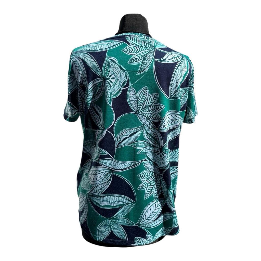 Marks & Spencer DarkGreen Marks & Spencer Green T-shirt Blouse Leaf Print Lightweight Women's UK Size 14