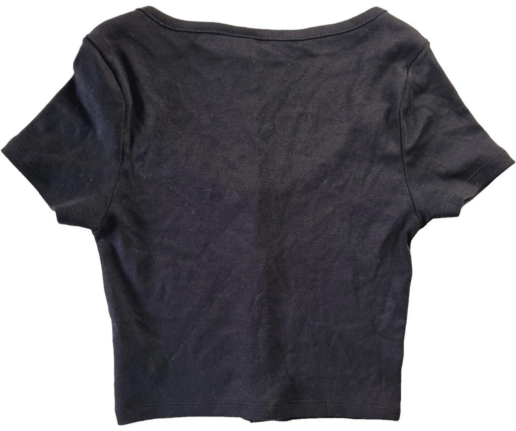 Divided Black Divided Crop Top Black Button Front Women's UK Size XS