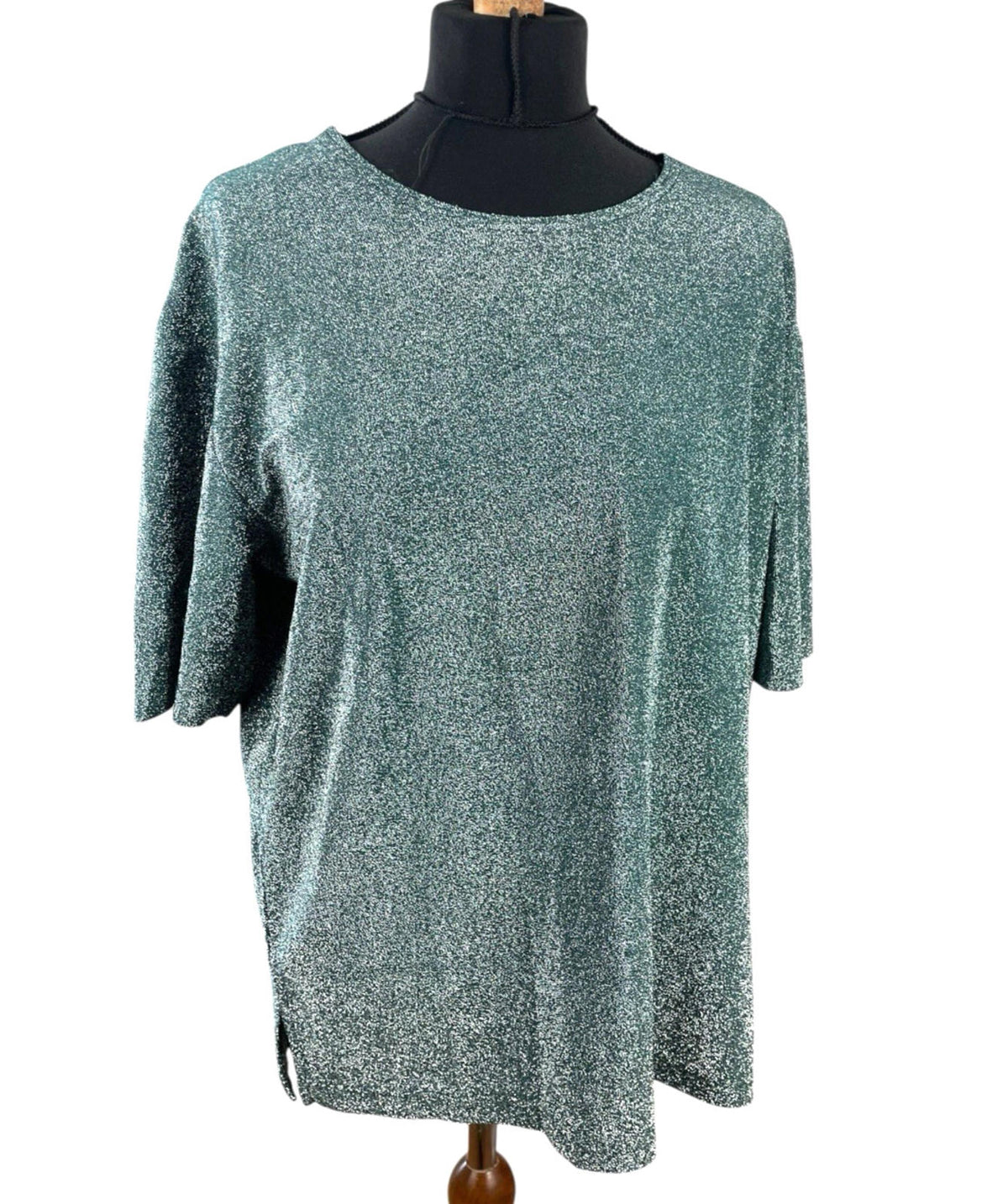 Belle Surprise Green Glitter T-shirt Sparkle Relaxed Fit Women’s UK Size M