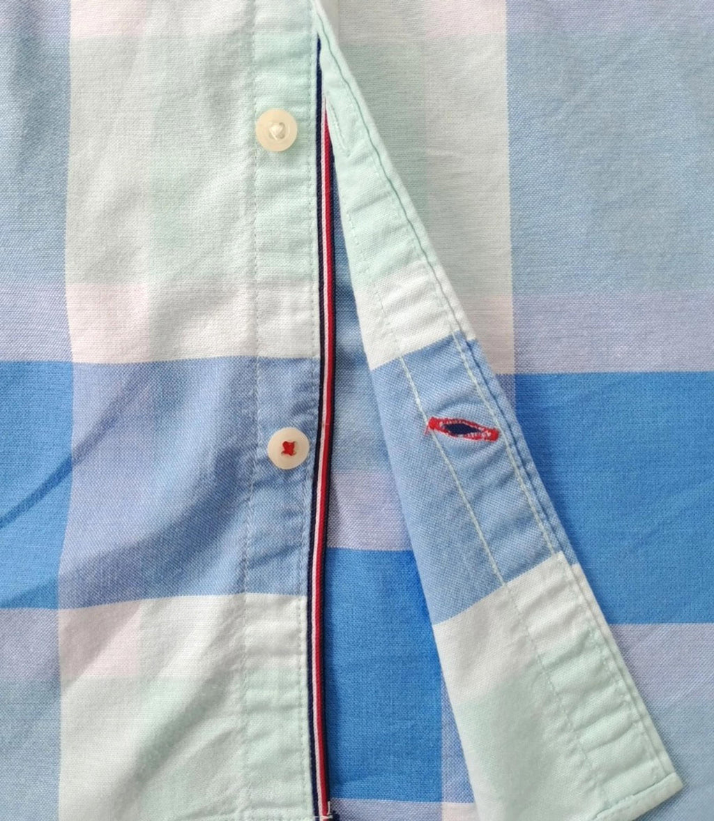Tommy Hilfiger Button Down Shirt Men's UK Size S Slim Fit Check Short Sleeve