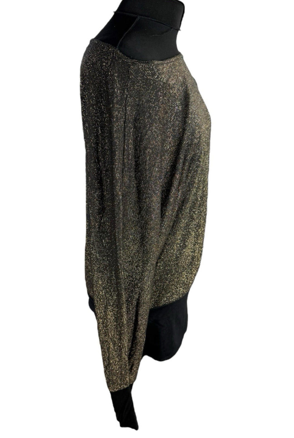 Nouvelle Black Nouvelle Collection Gold Sparkle Top Long Sleeve Relaxed Fit Women's UK Size M