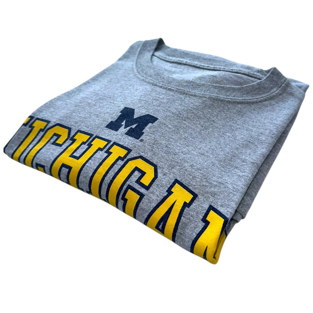 Michigan T-Shirt Men's UK Size L Grey Long Sleeve Jersey Crew Neck Lightweight