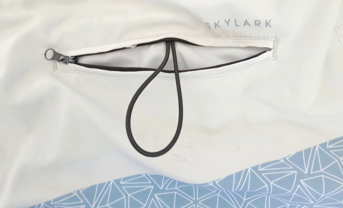 Skylark Swim Shorts Men's UK Size L Beige/Teal Polyester Rich Pockets Drawstring Blue