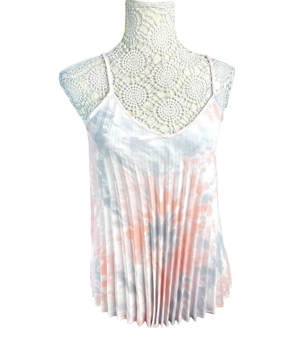 New Look White New Look Pleated Tie-Dye Camisole Top Women's UK Size 12 White Pastel Chiffon