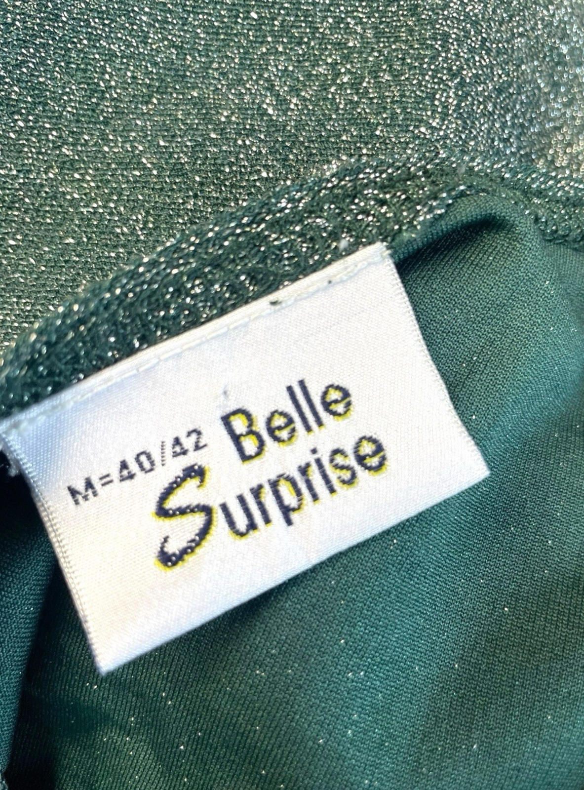 Belle Surprise Green Glitter T-shirt Sparkle Relaxed Fit Women’s UK Size M