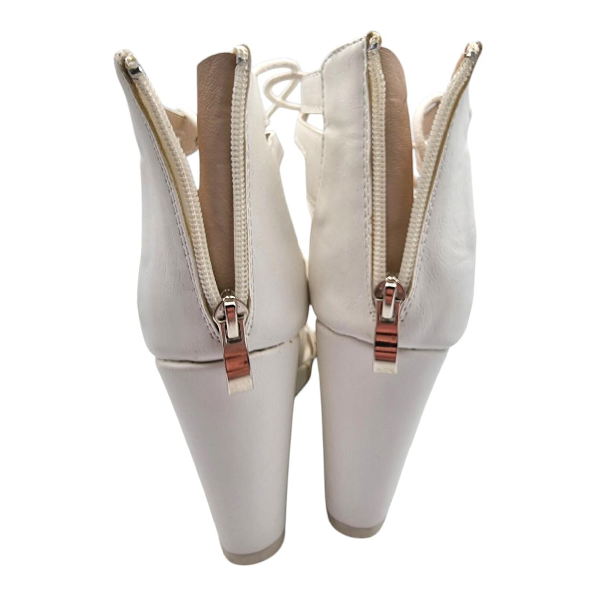 Aspirer Shoes White Aspirer Wedge Shoes Women's UK Size 7 Ankle Strap White Lace Up Faux Leather