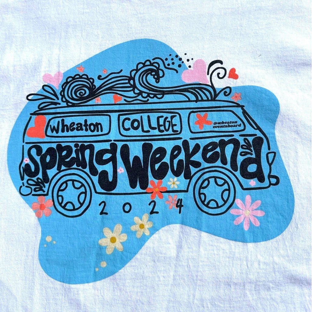 Hanes White Spring Weekend T-Shirt Women's UK Size L White Graphic Print USA Wheaton College