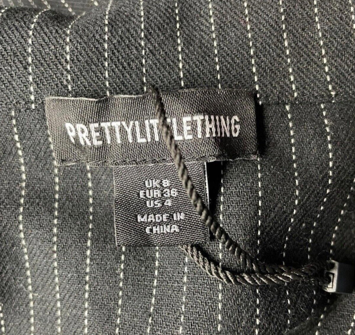Pretty Little Thing Blazer Jacket Black Stripe Shoulder Pads Women's UK Size 14