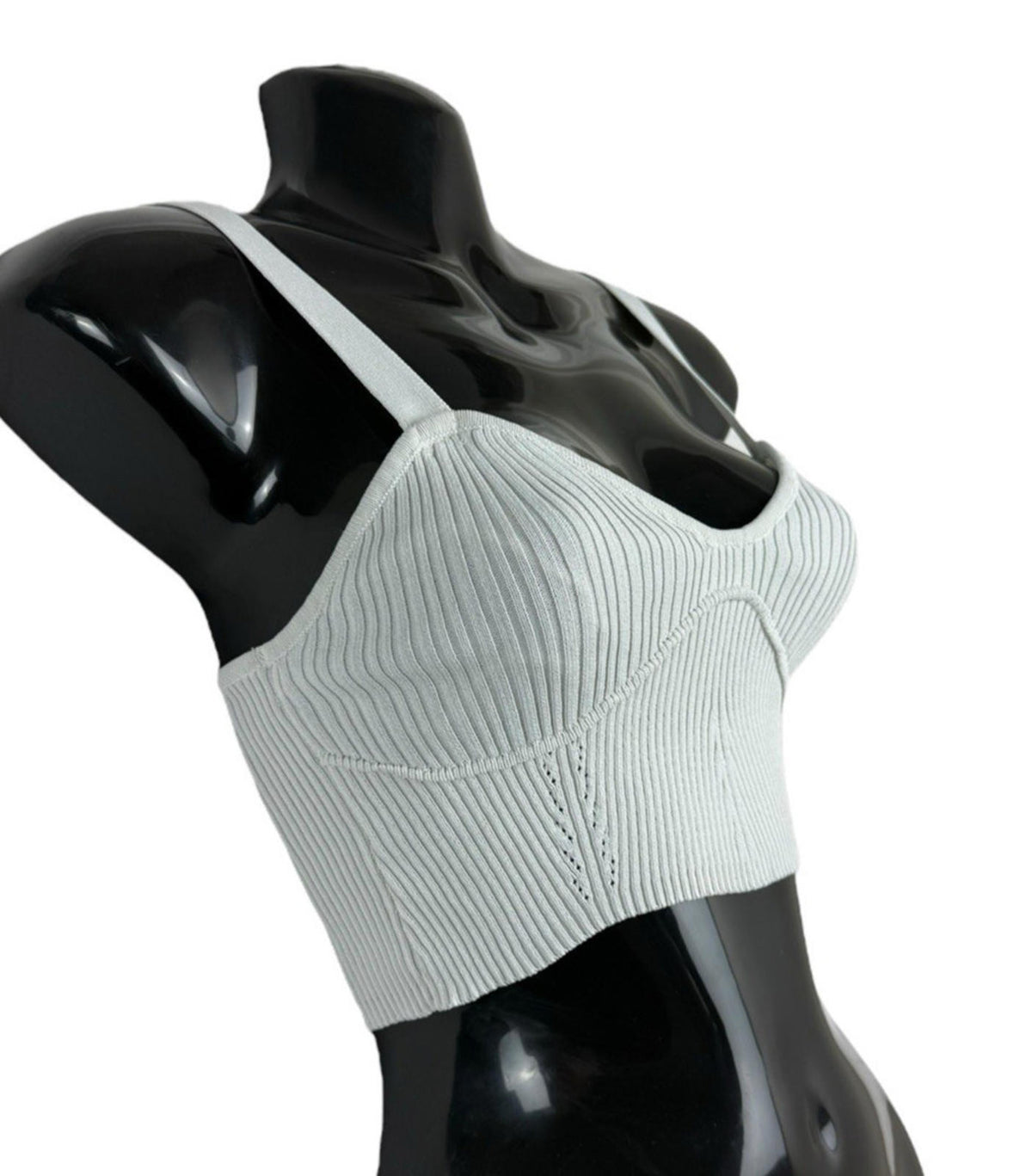 stradivarius White Stradivarius Off White Ribbed Crop Top Tank Stretch Women's UK Size XS