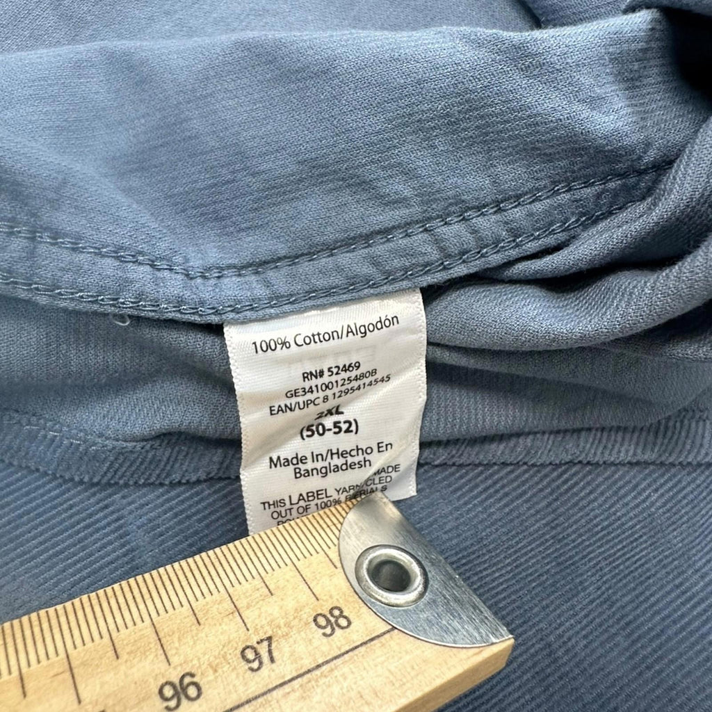 George Shirt Men's UK Size 2XL Blue Corduroy Long Sleeve Wing Collar 100% Cotton