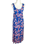 Maxi Dress Blue Floral Racer Back Women's UK Size M (10)