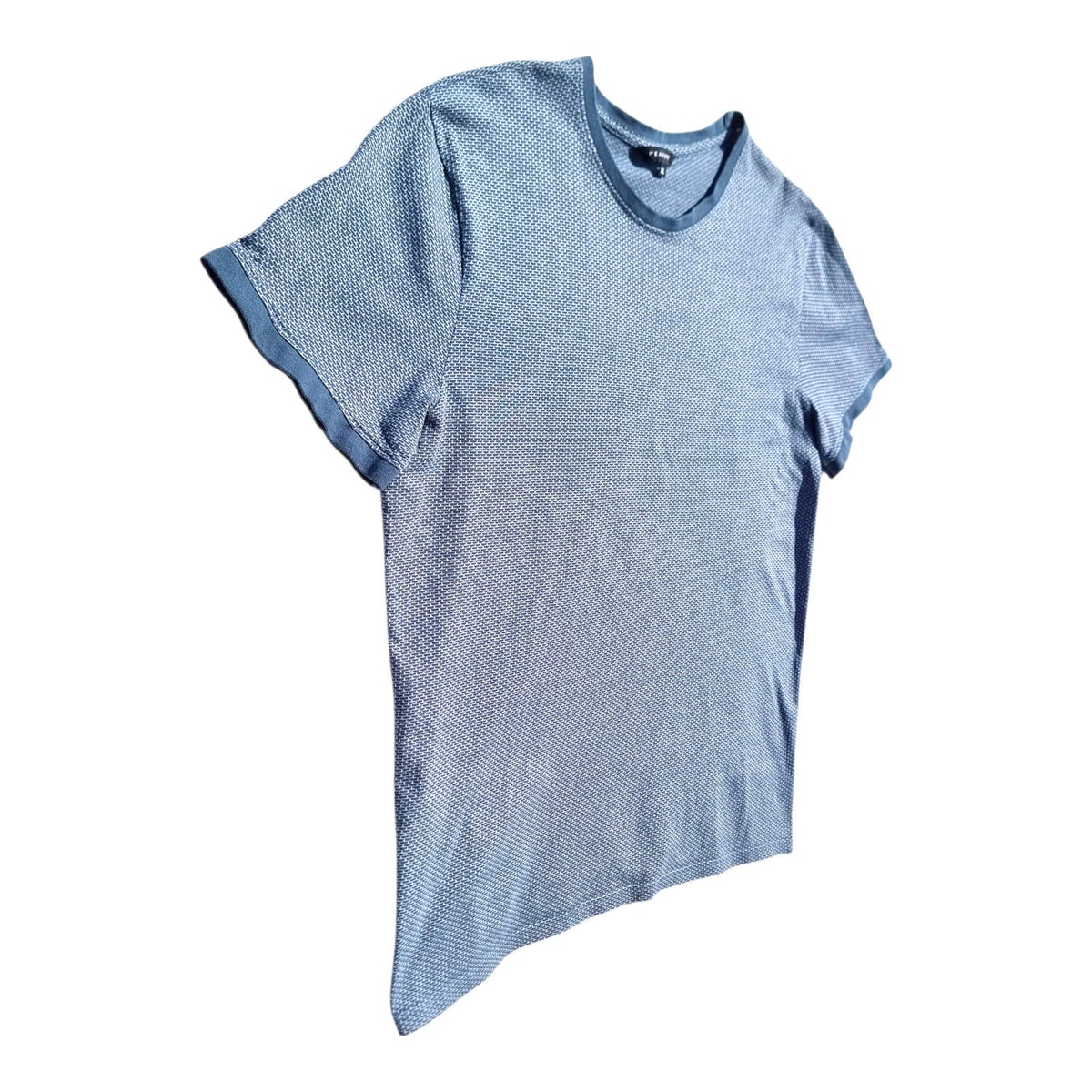 Peacocks Blue Peacocks T-Shirt Men's UK Size XL Blue Geometric Pattern Crew Neck Summer