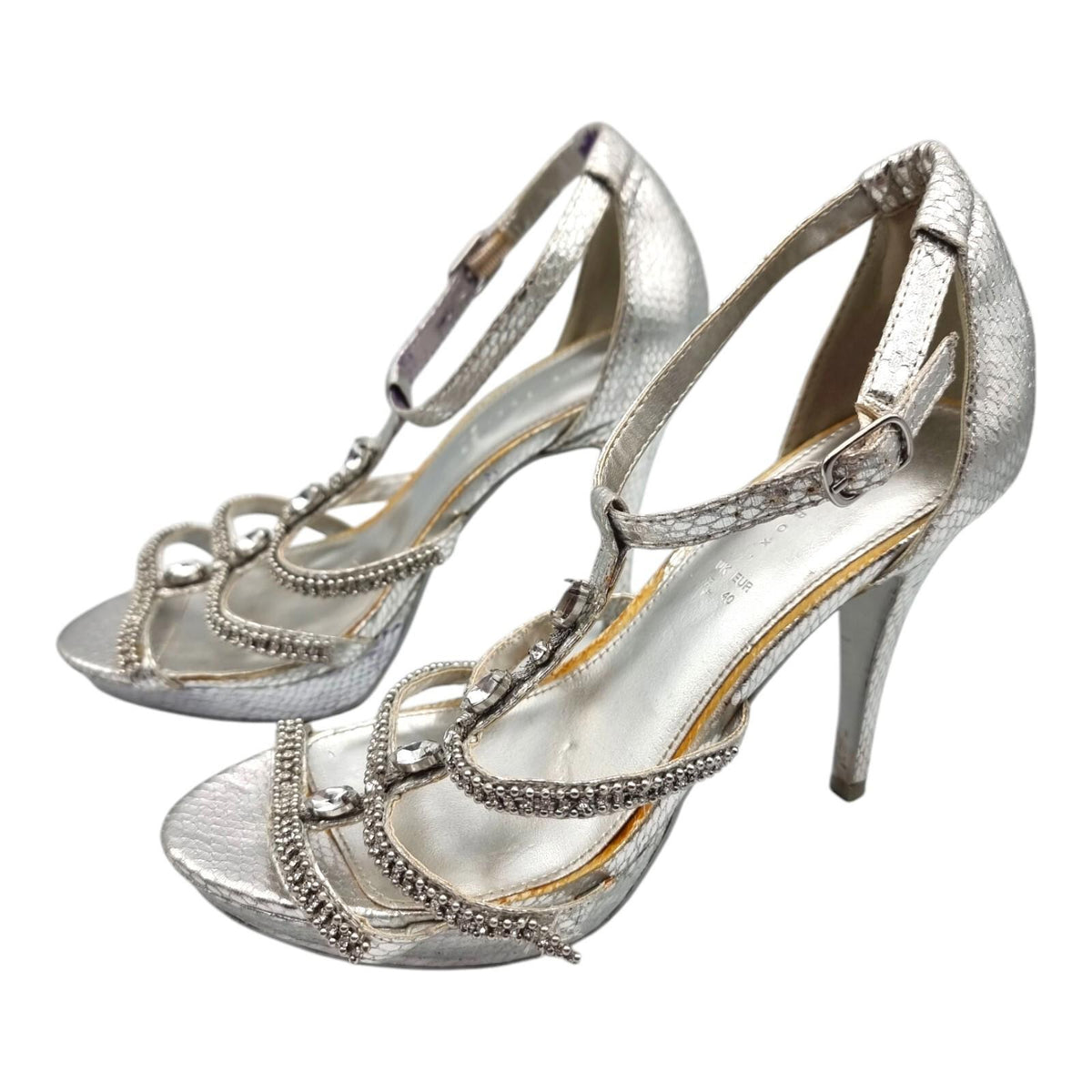 Shoe Box Silver Embellished High Heel Sandals Women's UK Size 7