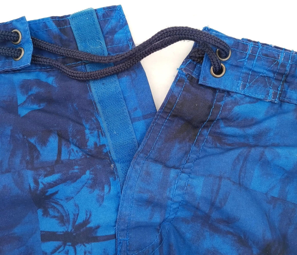 Tu Blue Palm Tree Swim Shorts Men's UK Size L Blue Pockets Drawstring Hawaiian Print