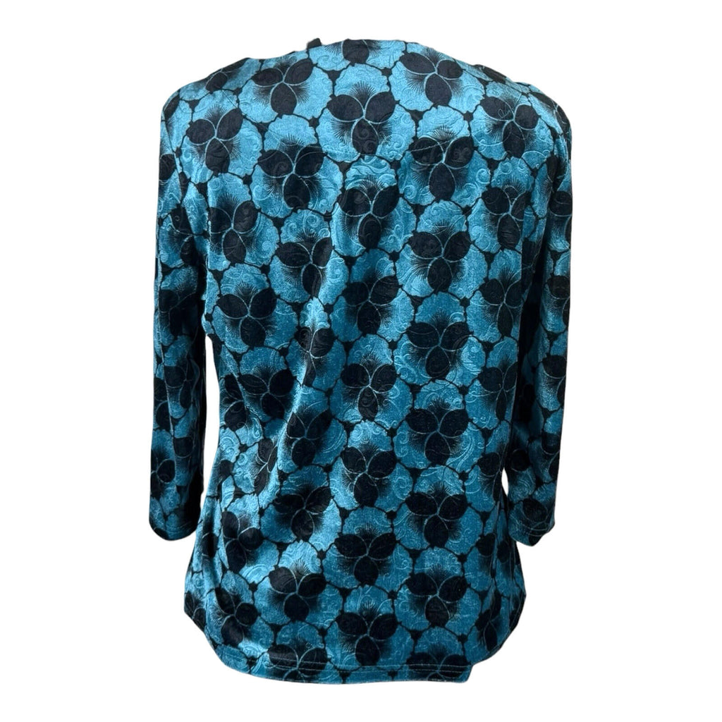 Honor Milburn Black Honor Milburn Velour Top Women's UK Size 12 Floral Velour Blue Black