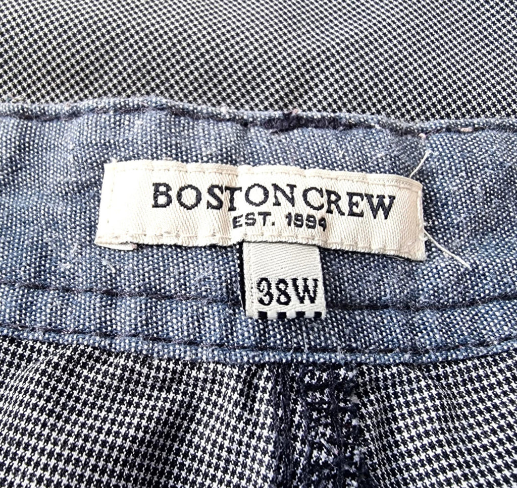 Boston Crew Chino Shorts Blue Check Pockets Men's UK Size 38" Waist