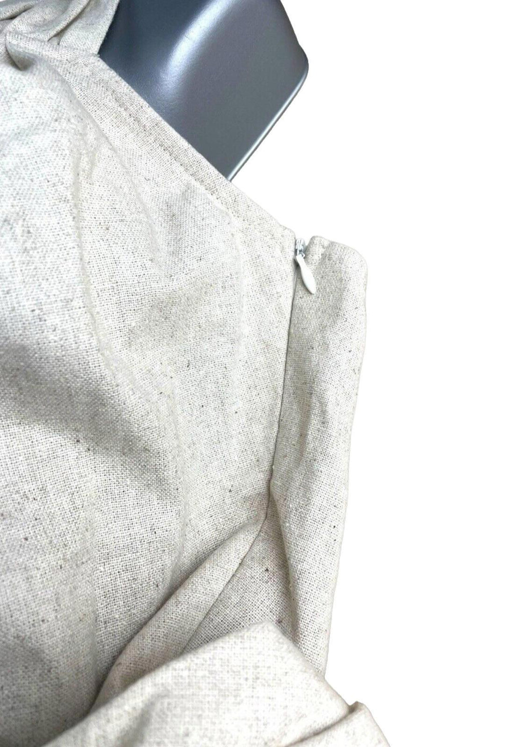 Beige Linen One Shoulder Playsuit Big Bow Detail Women's UK Size S