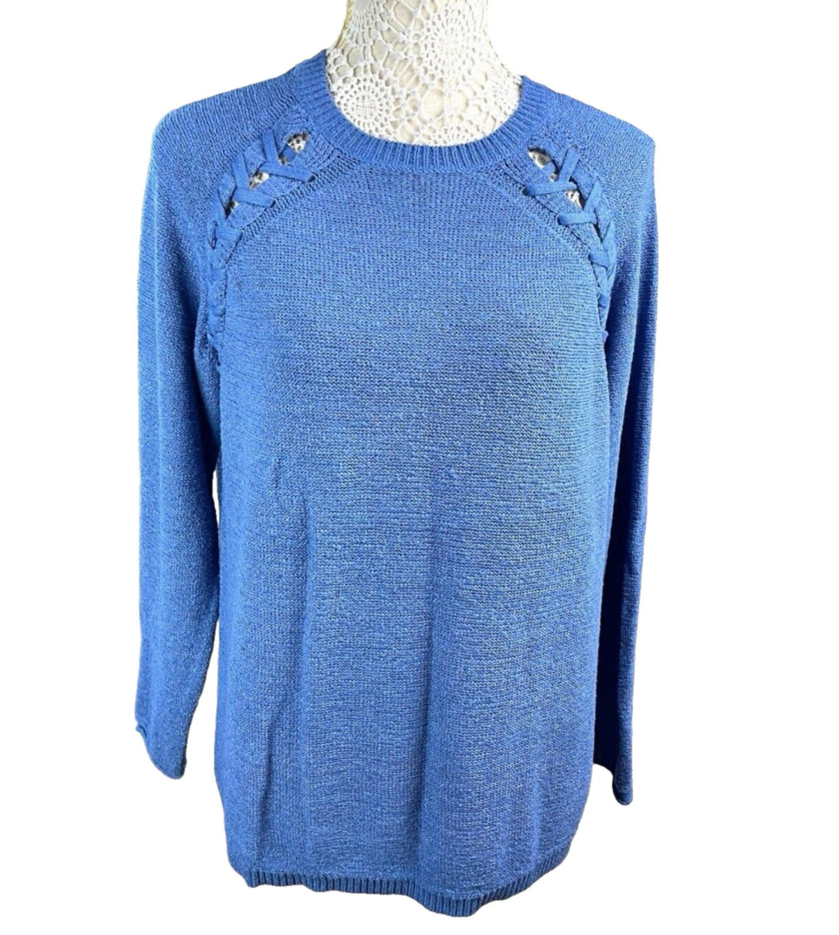 Papaya Jumper Blue Knit Textured Detail Women's UK Size M