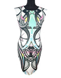 River Island Bodycon Dress Women’s UK Size 10 Knee Length Kaleidoscope Print