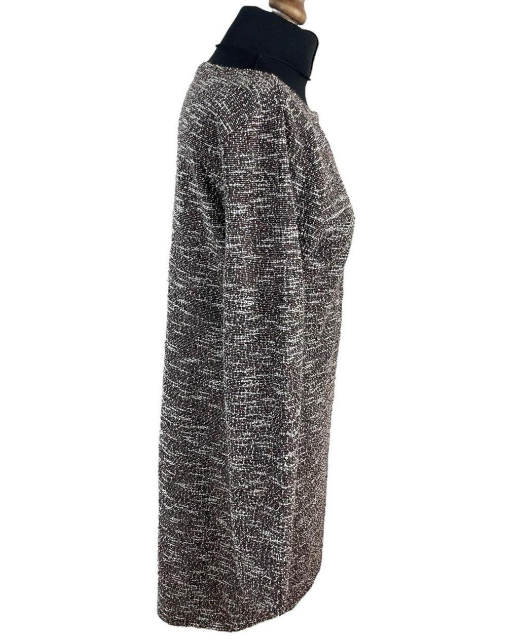 Brown Textured Mini Dress Pencil Long Sleeve Women's UK Size 16