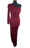 Boohoo Asymmetric-Neck Maxi Dress Women's UK Size 8 One Shoulder Draped Red