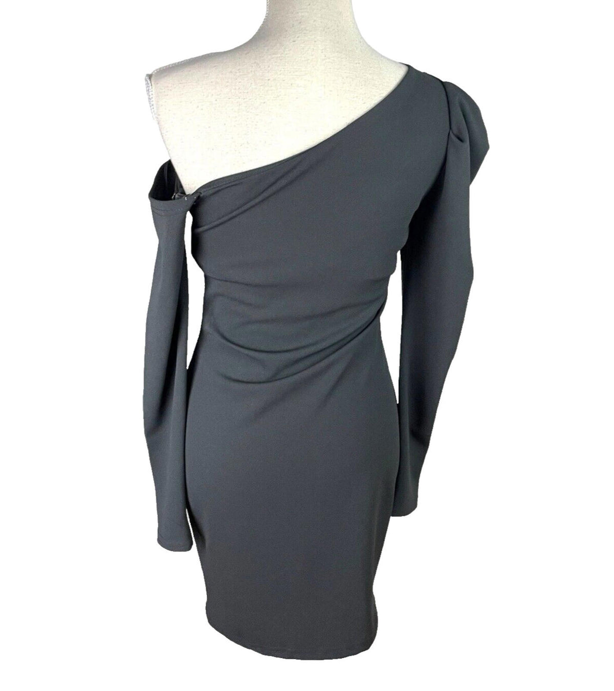 River Island Black River Island Black Mini Dress One Shoulder Puff Sleeve Women's UK Size 12
