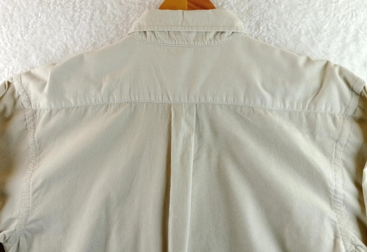 Hathaway Sport Corduroy Shirt Men's UK Size XL Beige Long Sleeve 100% Cotton