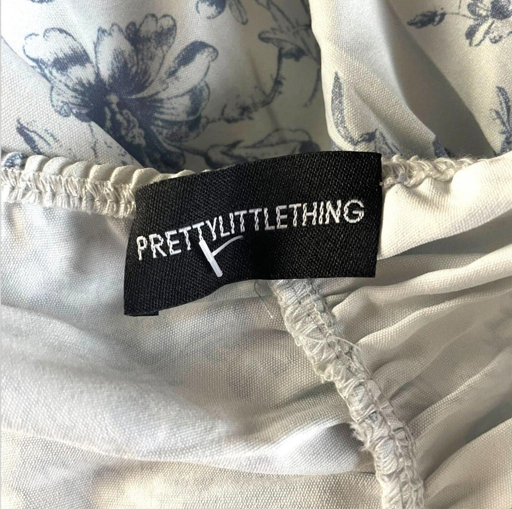 Pretty Little Thing Pale Blue Corset Mini Dress Ruffles Women's UK Size 16