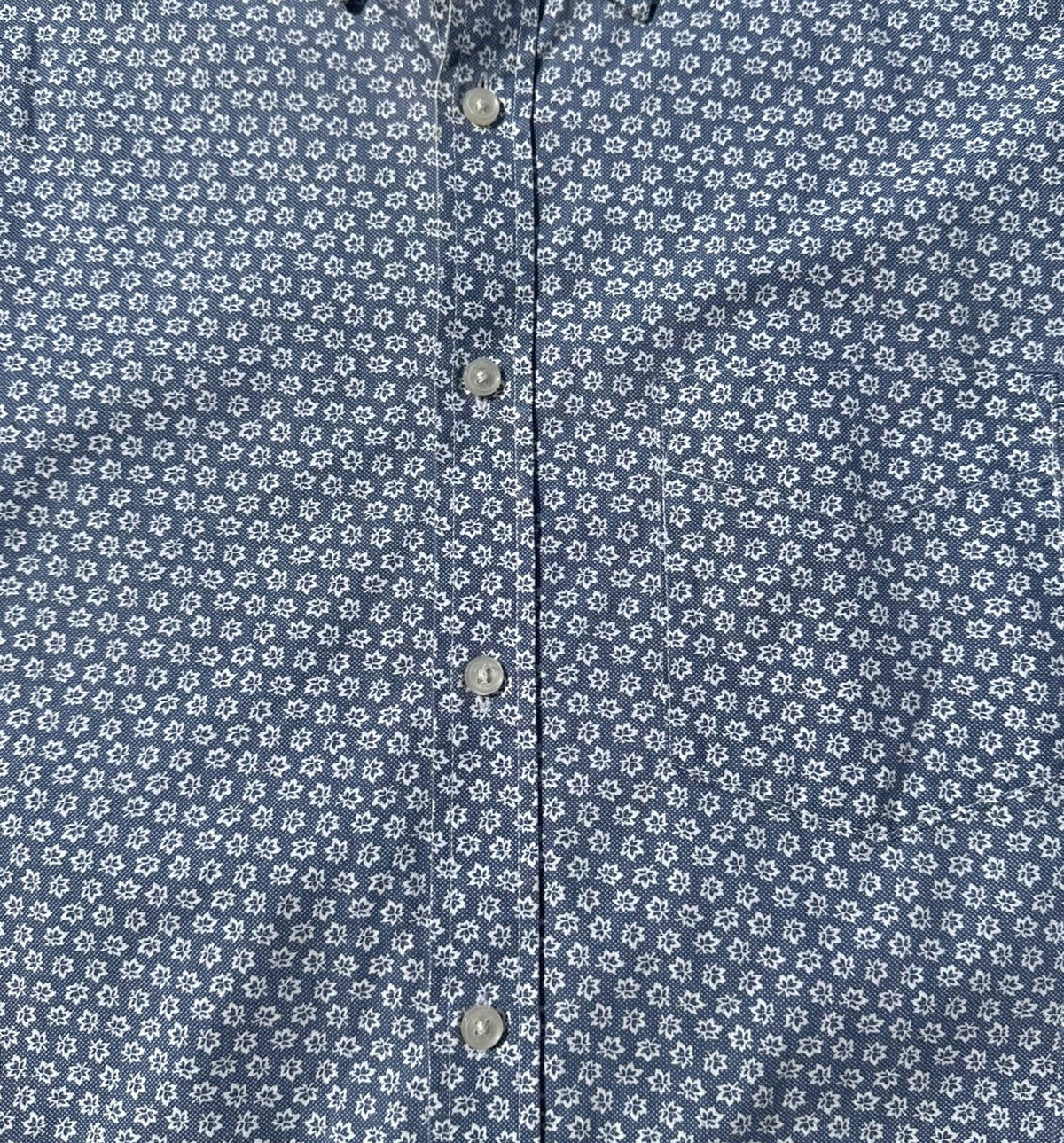 M&S Shirt Long Sleeve Floral Blue 100% Cotton Men's UK Size Large L
