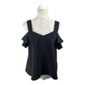 TopShop Black Peplum Top Frill Sleeve Women's UK Size 12