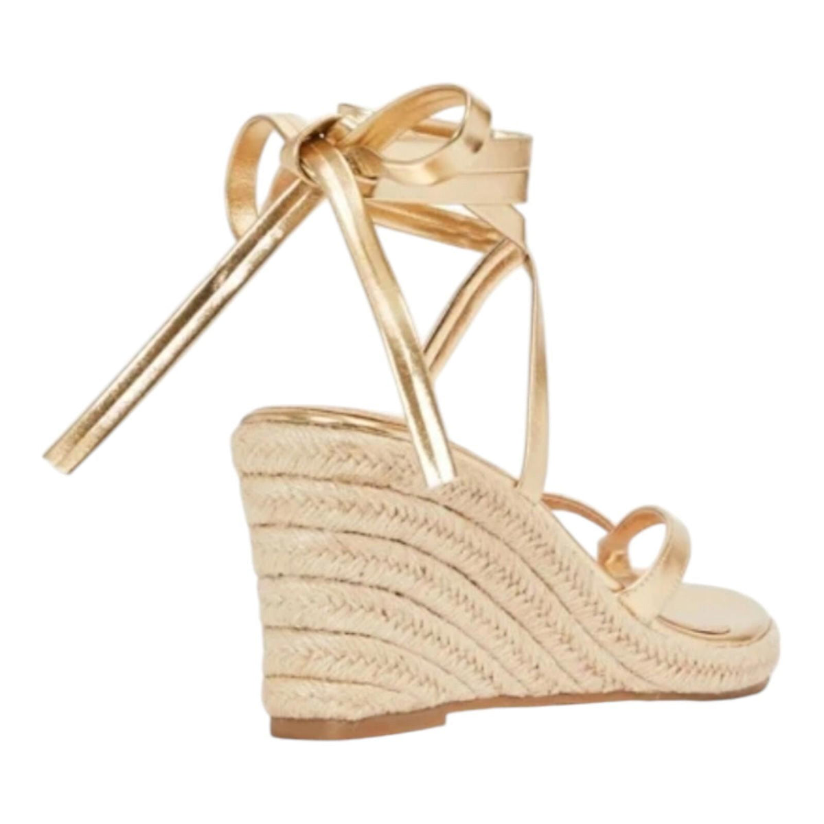 JustFab Gold JUSTFAB Ambretta Wrap Wedge Sandals Shoes Gold Women's UK Size 9