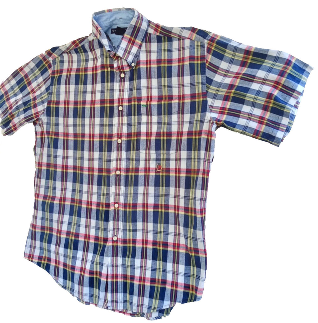 Tommy Hilfiger Shirt Men's UK Size L Red/Blue Check Short Sleeve Pockets