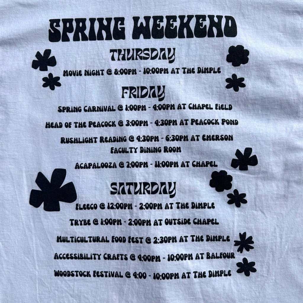 Hanes White Spring Weekend T-Shirt Women's UK Size L White Graphic Print USA Wheaton College