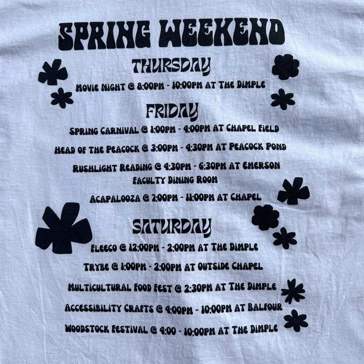 Hanes White Spring Weekend T-Shirt Women's UK Size L White Graphic Print USA Wheaton College