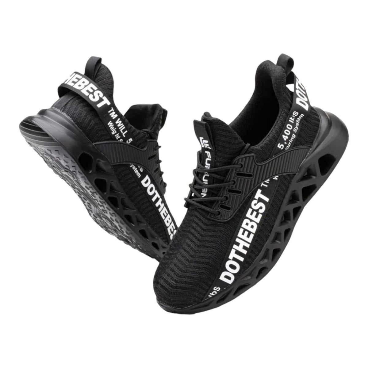 Furuian Black Safety Trainers Steel Toe Cap Logo Band Men's UK Size 8 EU 42