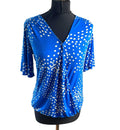 Wallis Blue Polka Dot Blouse Short Sleeve Top Women's UK Size 10