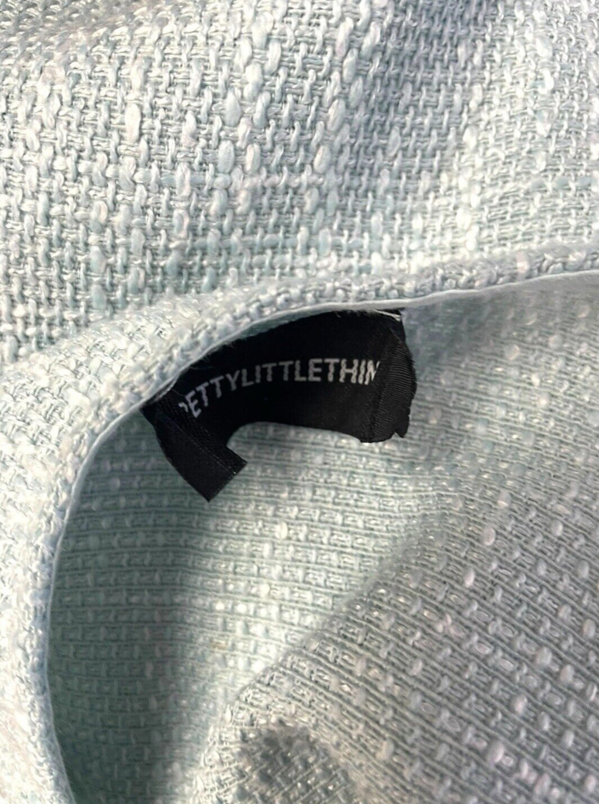 Pretty Little Thing LightBlue Pretty Little Thing Crop Top & Skirt Co-ord Women's UK Size 8 Blue Linen Look