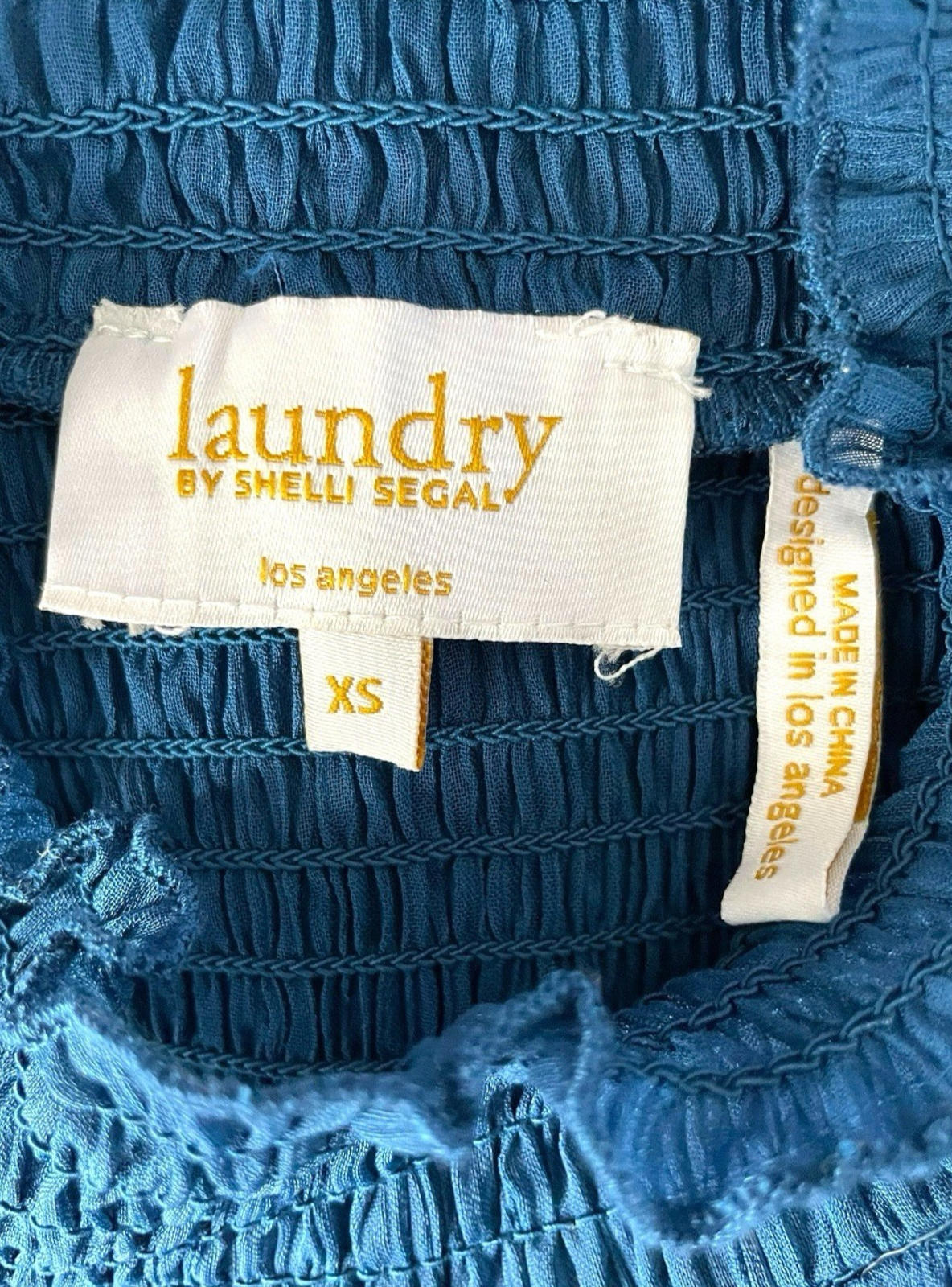 Laundry Shelli Segal Blue Laundry By Shelli Segal Blue High Neck Chiffon Top Women's UK Size XS