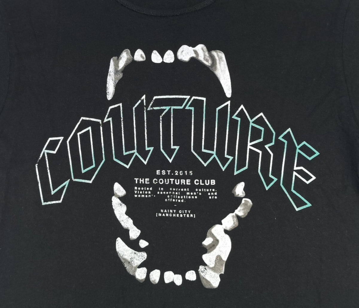 The Couture Club Black The Couture Club T-Shirt Men's UK Size S Black Crew Neck Graphic Print