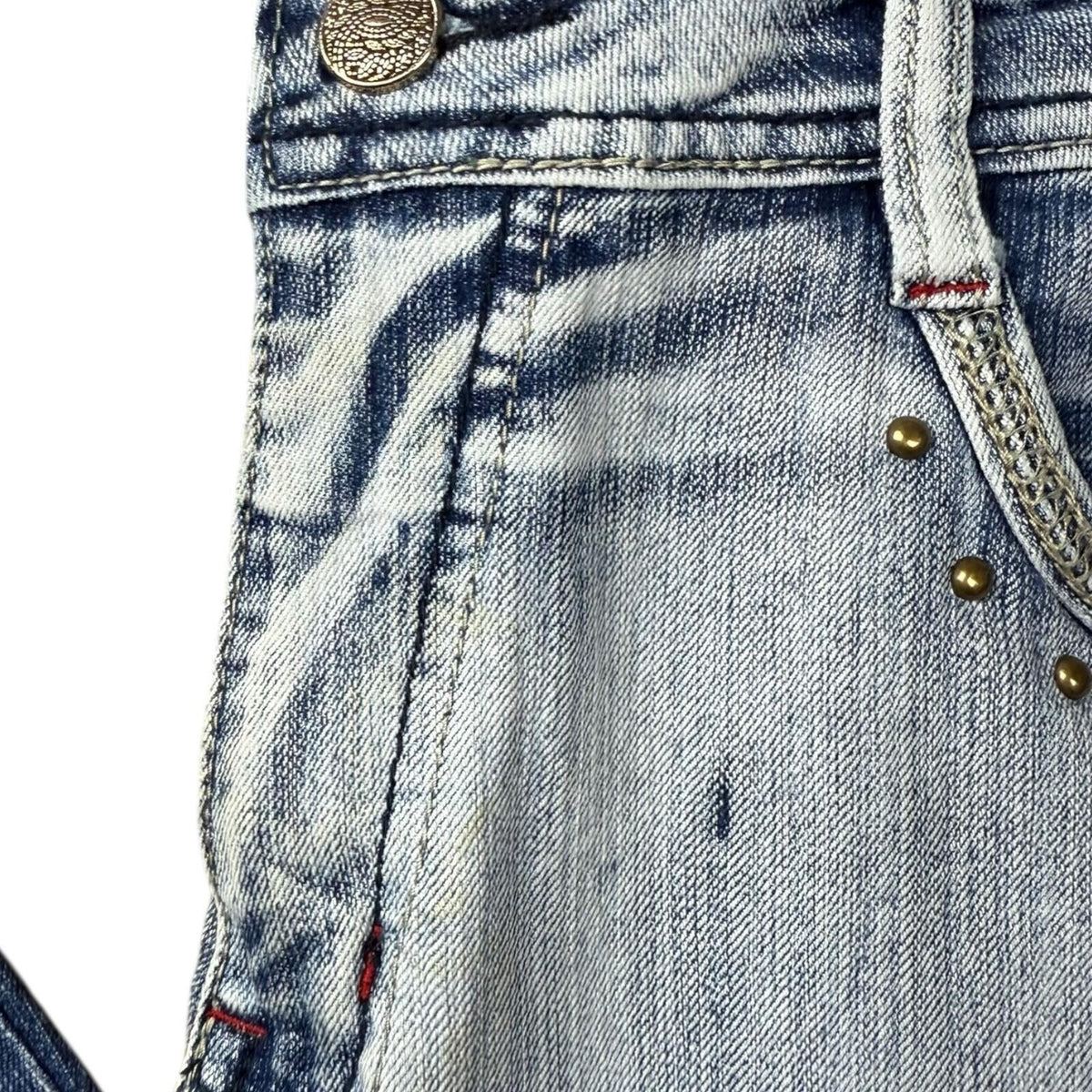 Choklate Faded Jeans Flared Women's UK Size 18 Studded Vintage Look Blue Denim