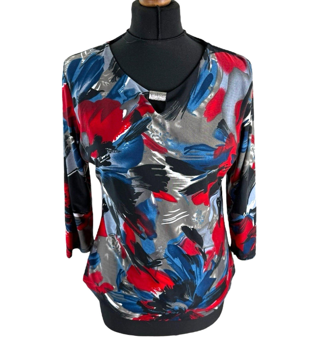 Bassini Multicolour Top Layered  Blouse 3/4 Sleeve Women's UK Size 12