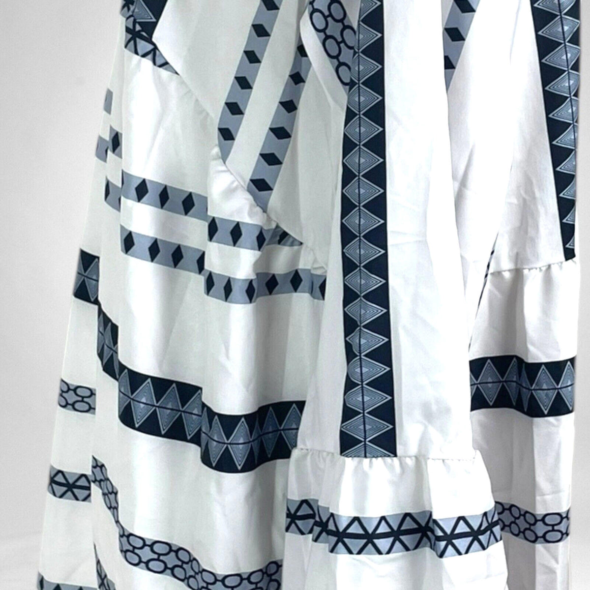 Boho Smock Dress White & Navy Stripe Summer Women’s UK Plus Size XXL (18)