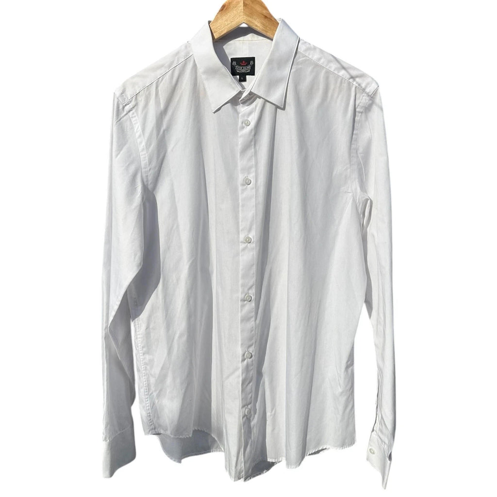 River Island Shirt Men's UK Size L White Long Sleeve Barrel Cuff Wing Collar