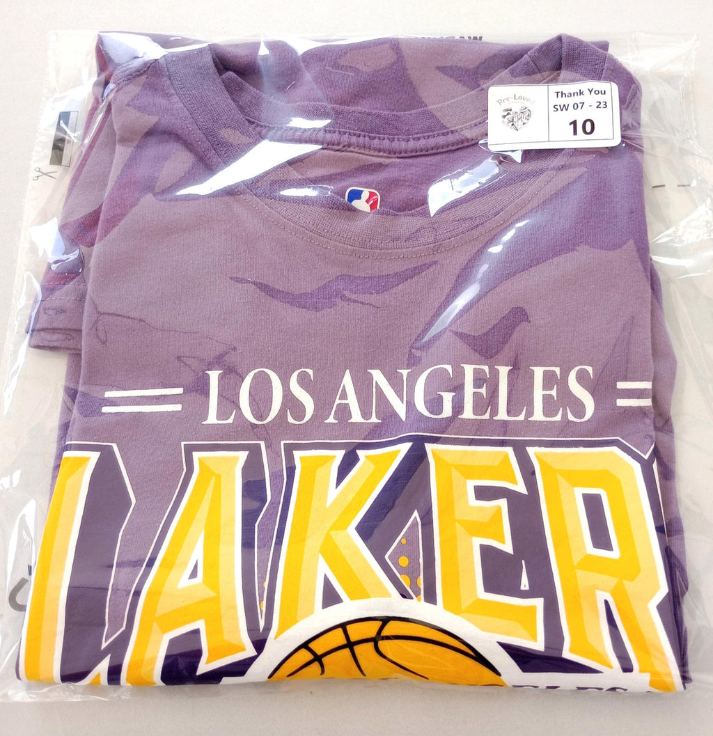NBA Lilac NBA Graphic Print T-Shirt Men's UK Size M Lilac Crew Neck Cotton Rich Lakers