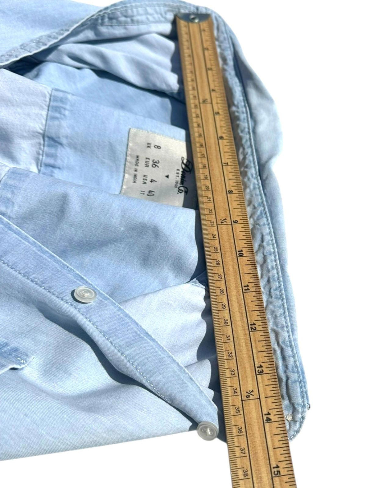Denim Co Shirt Women's UK Size 8 Blue Long Sleeve Pocket Summer Button Front