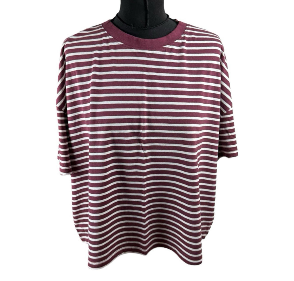 George Cropped T-shirt Striped Women’s UK Size 18 Red & White Crew Neck Summer