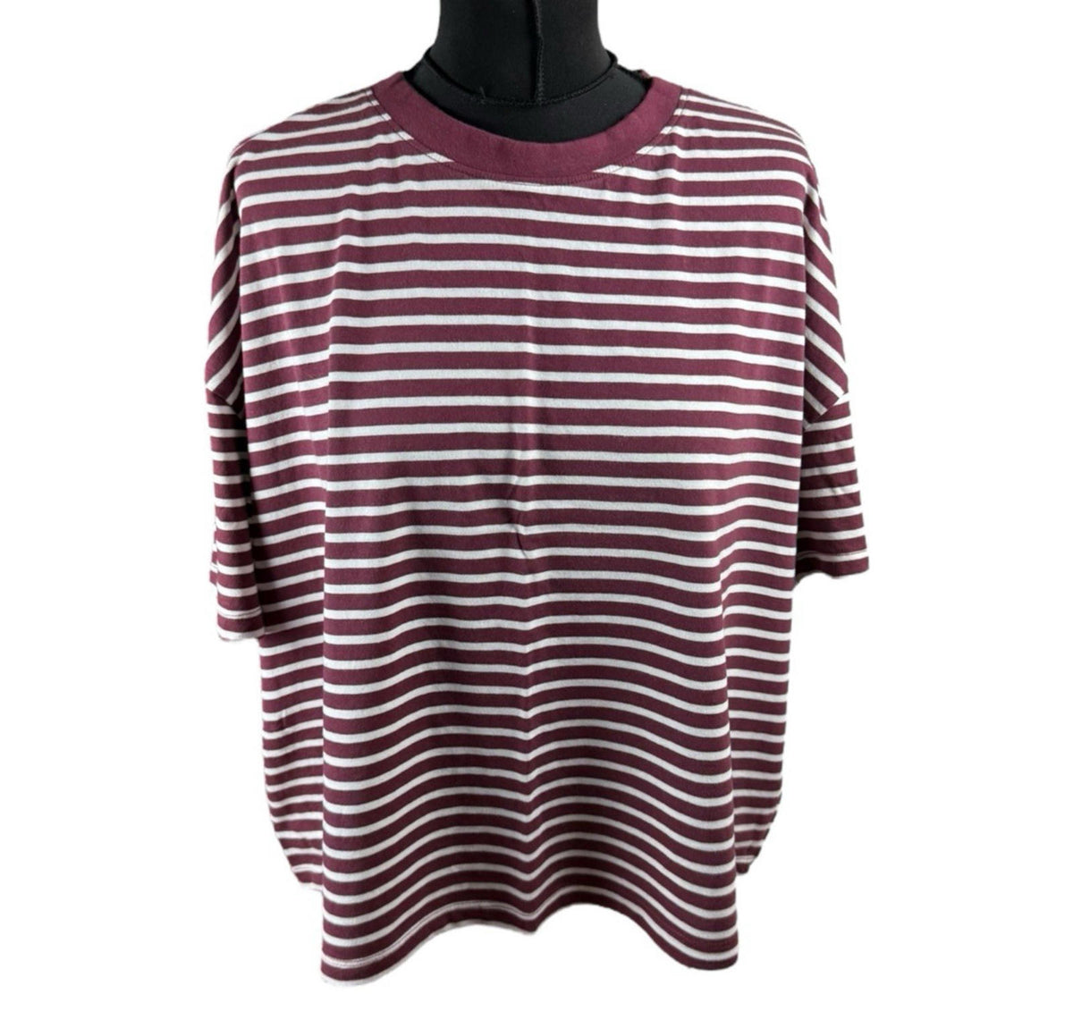 George Cropped T-shirt Striped Women’s UK Size 18 Red & White Crew Neck Summer
